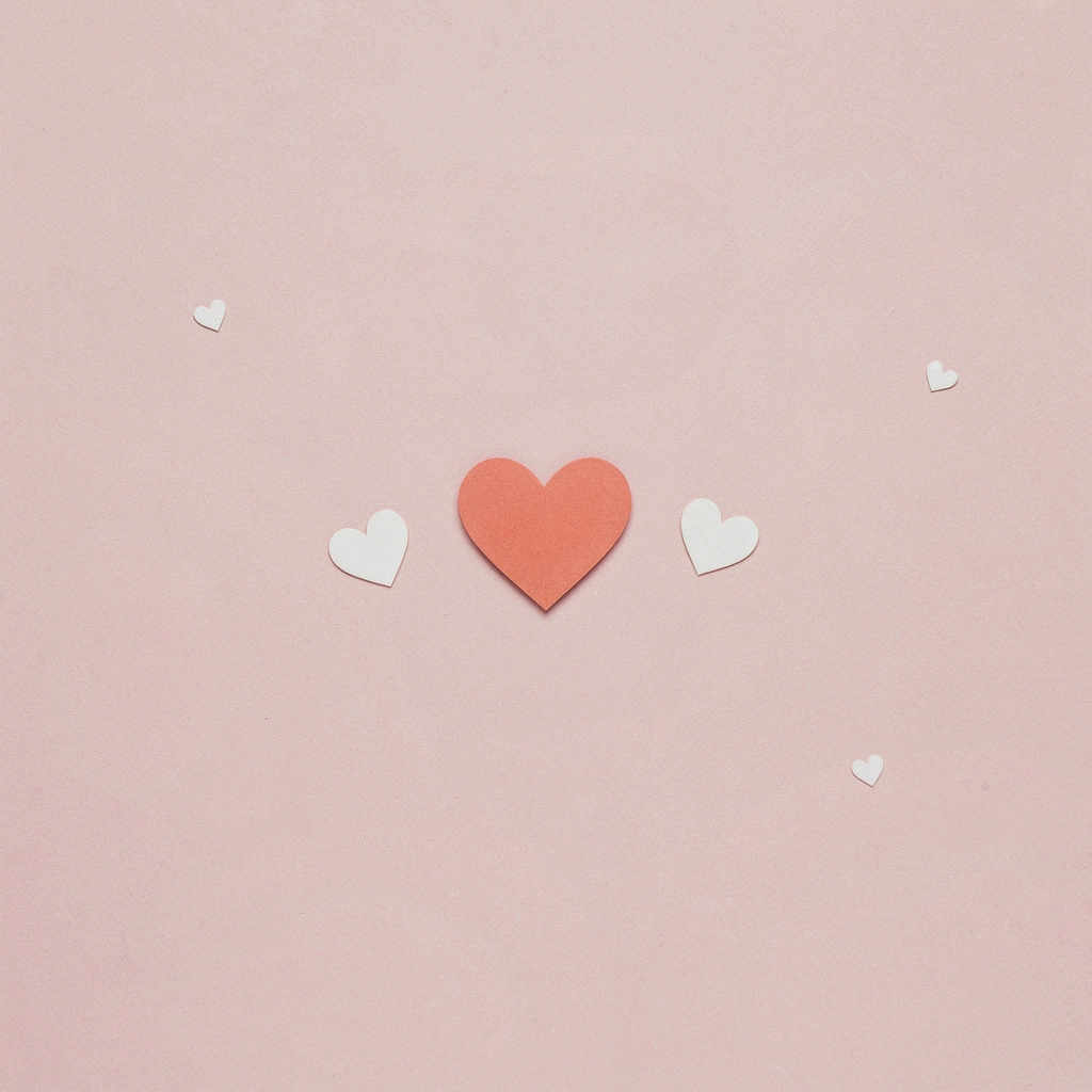 Cœurs terracotta sur fond rose pâle pour un cadeau Saint-Valentin personnalisé